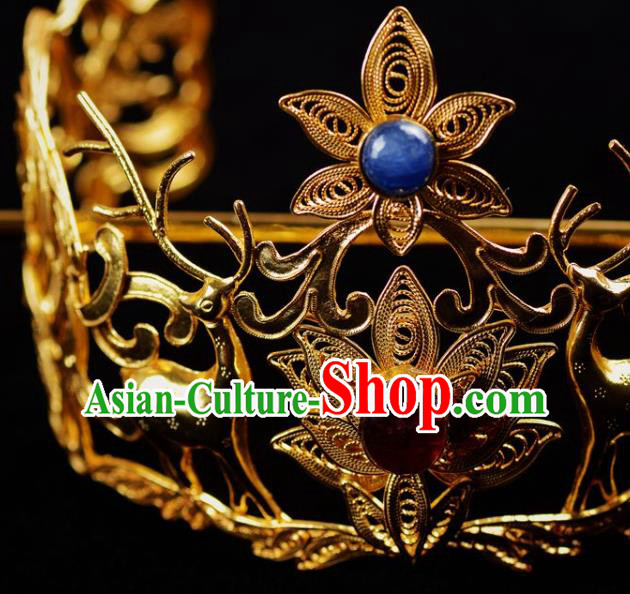 Chinese Traditional Hanfu Hair Accessories Ancient Ming Dynasty Prince Golden Hairdo Crown Hairpin Chinese Traditional Hanfu Hair Accessories Ancient Ming Dynasty Prince Golden Hairdo Crown Hairpin