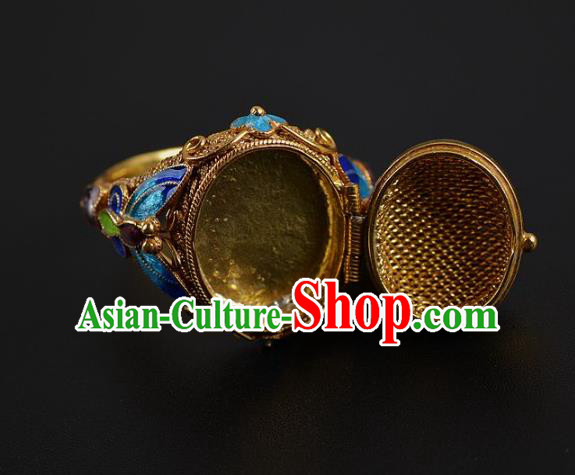 Handmade Chinese Ancient Court Ring Jewelry Traditional Qing Dynasty Cloisonne Butterfly Accessories Handmade Chinese Ancient Court Ring Jewelry Traditional Qing Dynasty Cloisonne Butterfly Accessories