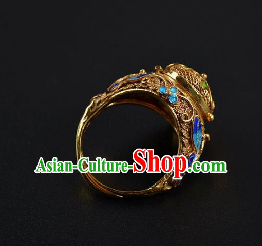 Handmade Chinese Ancient Court Ring Jewelry Traditional Qing Dynasty Cloisonne Butterfly Accessories Handmade Chinese Ancient Court Ring Jewelry Traditional Qing Dynasty Cloisonne Butterfly Accessories
