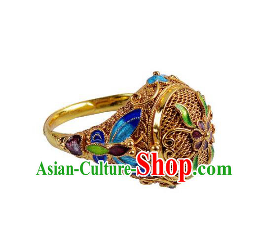 Handmade Chinese Ancient Court Ring Jewelry Traditional Qing Dynasty Cloisonne Butterfly Accessories Handmade Chinese Ancient Court Ring Jewelry Traditional Qing Dynasty Cloisonne Butterfly Accessories