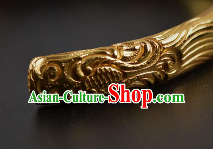Handmade Chinese Ancient Court Golden Bracelet Jewelry Traditional Tang Dynasty Carving Bangle Accessories Handmade Chinese Ancient Court Golden Bracelet Jewelry Traditional Tang Dynasty Carving Bangle Accessories