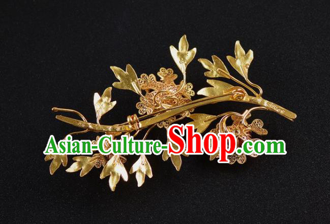 Handmade Chinese Ancient Court Golden Brooch Jewelry Traditional Hanfu Breastpin Accessories Handmade Chinese Ancient Court Golden Brooch Jewelry Traditional Hanfu Breastpin Accessories