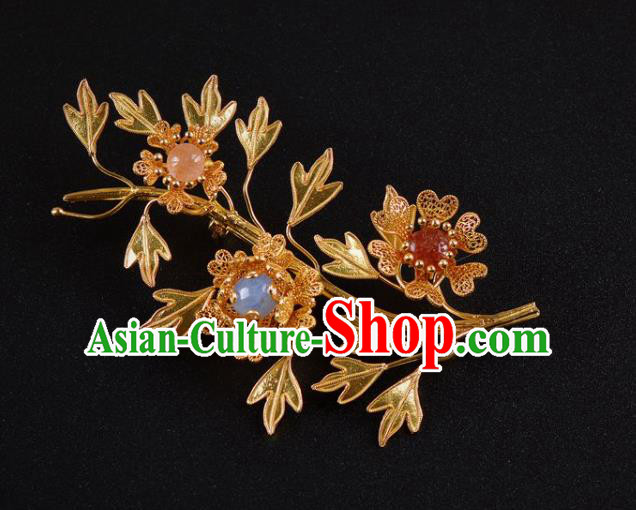 Handmade Chinese Ancient Court Golden Brooch Jewelry Traditional Hanfu Breastpin Accessories Handmade Chinese Ancient Court Golden Brooch Jewelry Traditional Hanfu Breastpin Accessories