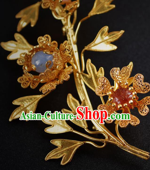 Handmade Chinese Ancient Court Golden Brooch Jewelry Traditional Hanfu Breastpin Accessories Handmade Chinese Ancient Court Golden Brooch Jewelry Traditional Hanfu Breastpin Accessories