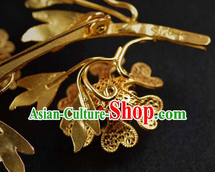 Handmade Chinese Ancient Court Golden Brooch Jewelry Traditional Hanfu Breastpin Accessories Handmade Chinese Ancient Court Golden Brooch Jewelry Traditional Hanfu Breastpin Accessories