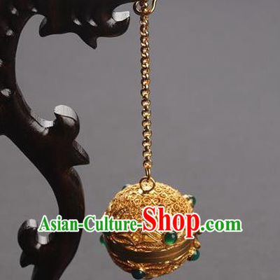 Chinese Ancient Tang Dynasty Empress Golden Sachet Traditional Hanfu Waist Accessories