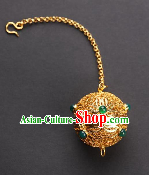 Chinese Ancient Tang Dynasty Empress Golden Sachet Traditional Hanfu Waist Accessories Chinese Ancient Tang Dynasty Empress Golden Sachet Traditional Hanfu Waist Accessories