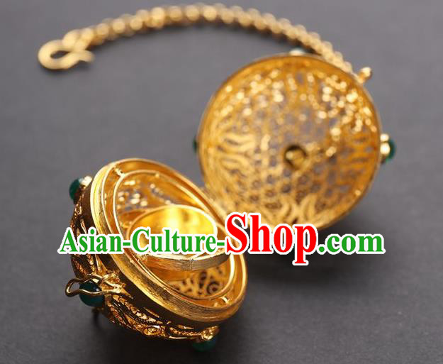 Chinese Ancient Tang Dynasty Empress Golden Sachet Traditional Hanfu Waist Accessories Chinese Ancient Tang Dynasty Empress Golden Sachet Traditional Hanfu Waist Accessories