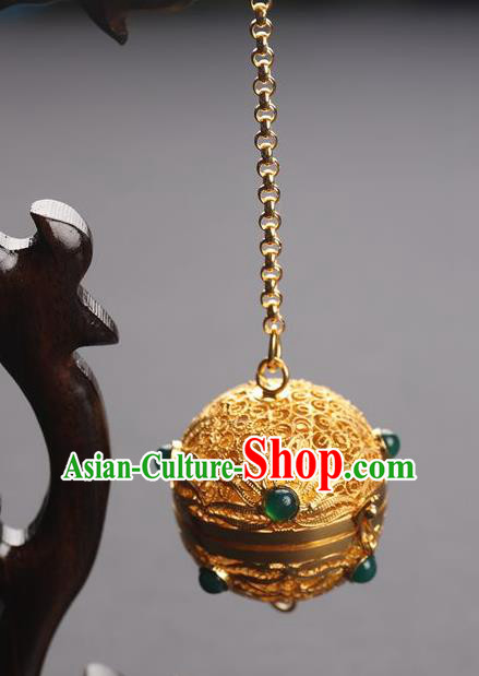 Chinese Ancient Tang Dynasty Empress Golden Sachet Traditional Hanfu Waist Accessories Chinese Ancient Tang Dynasty Empress Golden Sachet Traditional Hanfu Waist Accessories