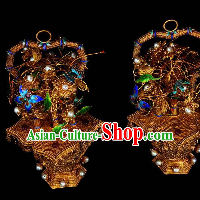 Handmade Chinese Ancient Empress Jewelry Traditional Qing Dynasty Court Filigree Earrings Accessories Handmade Chinese Ancient Empress Jewelry Traditional Qing Dynasty Court Filigree Earrings Accessories