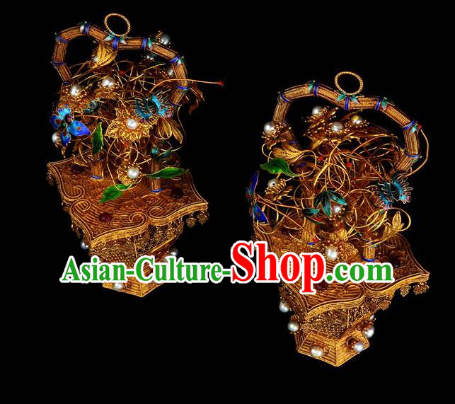 Handmade Chinese Ancient Empress Jewelry Traditional Qing Dynasty Court Filigree Earrings Accessories Handmade Chinese Ancient Empress Jewelry Traditional Qing Dynasty Court Filigree Earrings Accessories