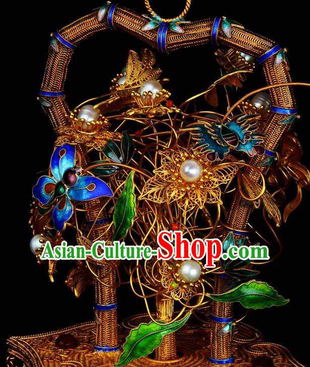 Handmade Chinese Ancient Empress Jewelry Traditional Qing Dynasty Court Filigree Earrings Accessories Handmade Chinese Ancient Empress Jewelry Traditional Qing Dynasty Court Filigree Earrings Accessories