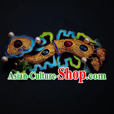 Handmade Chinese Ancient Empress Filigree Brooch Jewelry Traditional Qing Dynasty Court Cloisonne Breastpin Accessories