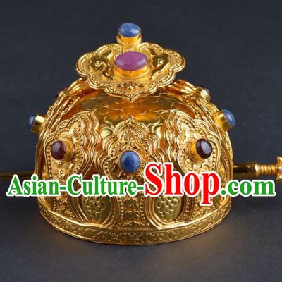 Chinese Ancient Ming Dynasty Taoist Golden Lotus Hairdo Crown Hairpin Traditional Hanfu Hair Accessories
