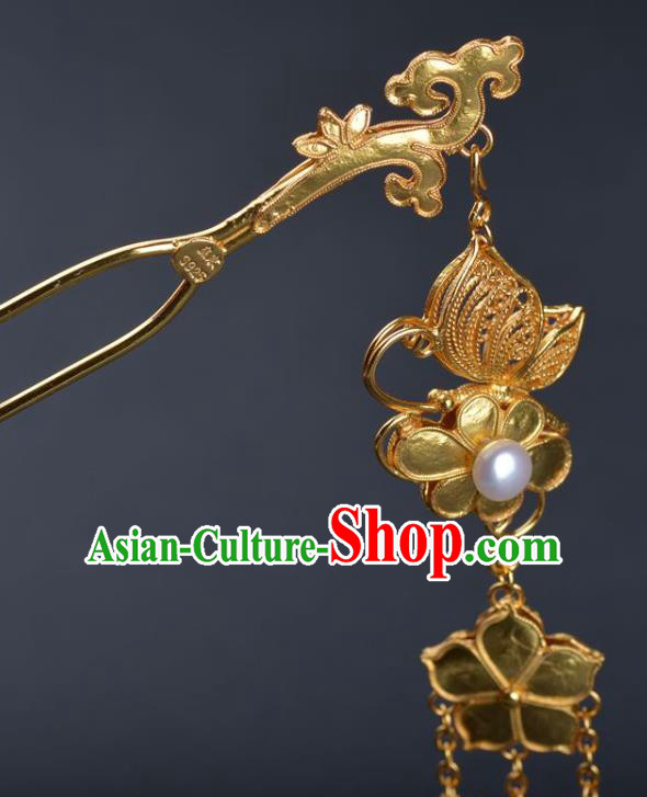 China Ancient Wedding Golden Tassel Hairpin Handmade Hair Jewelry Traditional Hanfu Hair Stick China Ancient Wedding Golden Tassel Hairpin Handmade Hair Jewelry Traditional Hanfu Hair Stick