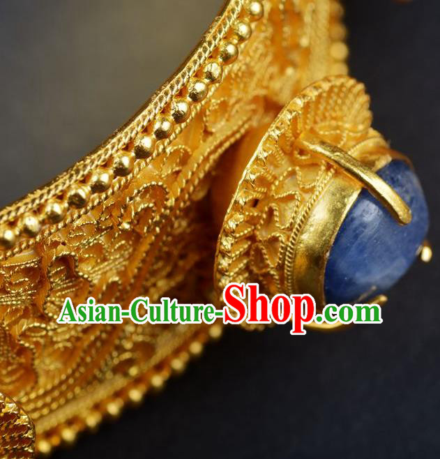 Handmade Chinese Gems Bracelet Ancient Empress Jewelry Traditional Ming Dynasty Court Bangle Accessories
