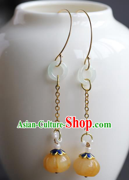 Handmade Chinese Traditional Qing Dynasty Court Ear Accessories Ancient Empress Jade Earrings Handmade Chinese Traditional Qing Dynasty Court Ear Accessories Ancient Empress Jade Earrings