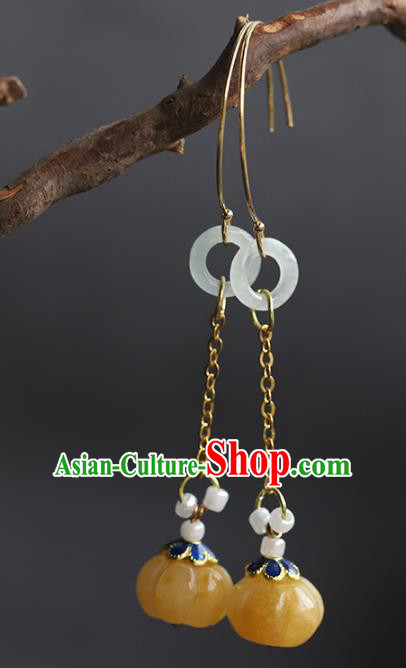 Handmade Chinese Traditional Qing Dynasty Court Ear Accessories Ancient Empress Jade Earrings Handmade Chinese Traditional Qing Dynasty Court Ear Accessories Ancient Empress Jade Earrings