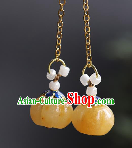 Handmade Chinese Traditional Qing Dynasty Court Ear Accessories Ancient Empress Jade Earrings Handmade Chinese Traditional Qing Dynasty Court Ear Accessories Ancient Empress Jade Earrings