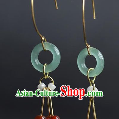 Handmade Chinese Traditional Wedding Agate Beads Ear Accessories Ancient Empress Jade Earrings
