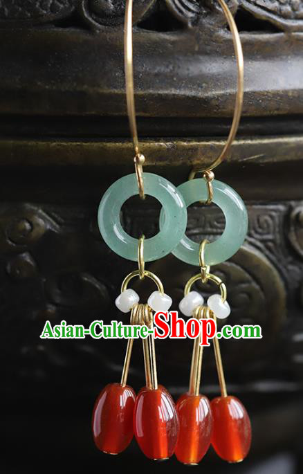 Handmade Chinese Traditional Wedding Agate Beads Ear Accessories Ancient Empress Jade Earrings Handmade Chinese Traditional Wedding Agate Beads Ear Accessories Ancient Empress Jade Earrings