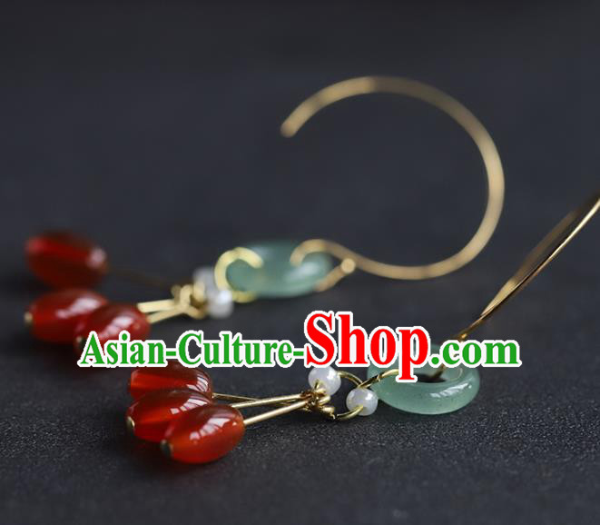 Handmade Chinese Traditional Wedding Agate Beads Ear Accessories Ancient Empress Jade Earrings Handmade Chinese Traditional Wedding Agate Beads Ear Accessories Ancient Empress Jade Earrings