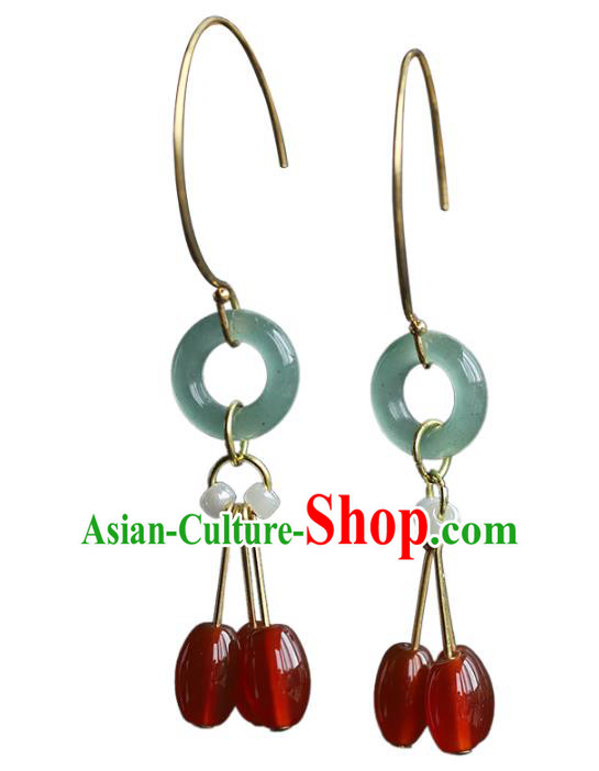 Handmade Chinese Traditional Wedding Agate Beads Ear Accessories Ancient Empress Jade Earrings Handmade Chinese Traditional Wedding Agate Beads Ear Accessories Ancient Empress Jade Earrings