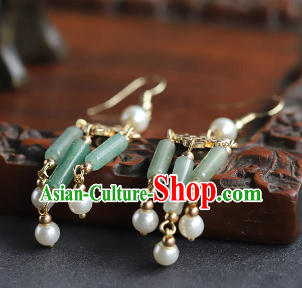 Handmade Chinese Traditional Wedding Ear Accessories Ancient Bride Jade Earrings Jewelry Handmade Chinese Traditional Wedding Ear Accessories Ancient Bride Jade Earrings Jewelry