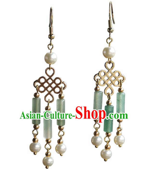 Handmade Chinese Traditional Wedding Ear Accessories Ancient Bride Jade Earrings Jewelry Handmade Chinese Traditional Wedding Ear Accessories Ancient Bride Jade Earrings Jewelry