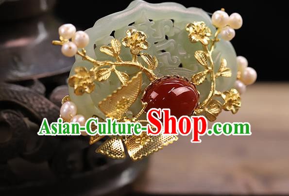Chinese Hanfu Jade Hairpin Traditional Wedding Hair Accessories Ancient Bride Jade Hair Crown Chinese Hanfu Jade Hairpin Traditional Wedding Hair Accessories Ancient Bride Jade Hair Crown