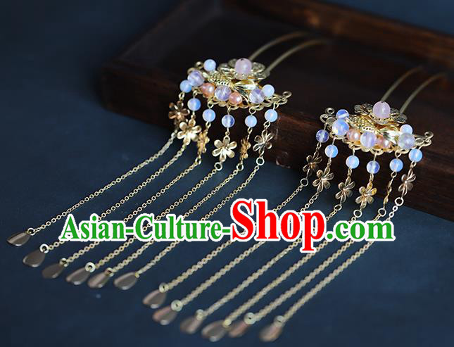 Chinese Ancient Bride Golden Tassel Hair Sticks Traditional Wedding Hair Accessories Hanfu Hairpins Chinese Ancient Bride Golden Tassel Hair Sticks Traditional Wedding Hair Accessories Hanfu Hairpins