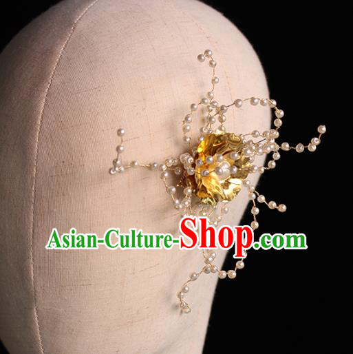 Chinese Traditional Hanfu Hairpin Wedding Hair Accessories Ancient Bride Golden Flower Hair Claw Chinese Traditional Hanfu Hairpin Wedding Hair Accessories Ancient Bride Golden Flower Hair Claw
