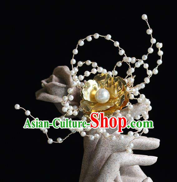 Chinese Traditional Hanfu Hairpin Wedding Hair Accessories Ancient Bride Golden Flower Hair Claw Chinese Traditional Hanfu Hairpin Wedding Hair Accessories Ancient Bride Golden Flower Hair Claw