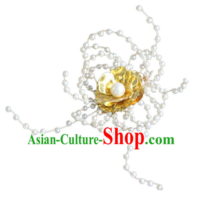 Chinese Traditional Hanfu Hairpin Wedding Hair Accessories Ancient Bride Golden Flower Hair Claw Chinese Traditional Hanfu Hairpin Wedding Hair Accessories Ancient Bride Golden Flower Hair Claw