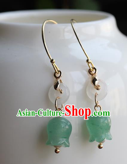 Handmade Chinese Traditional Wedding Ear Accessories Ancient Bride Aventurine Convallaria Earrings Jewelry Handmade Chinese Traditional Wedding Ear Accessories Ancient Bride Aventurine Convallaria Earrings Jewelry