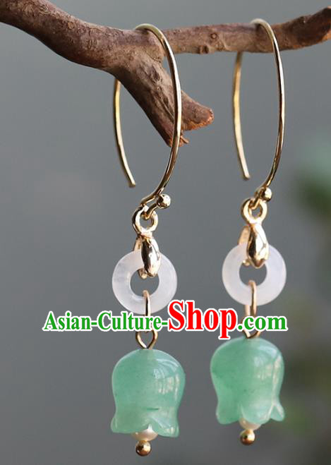 Handmade Chinese Traditional Wedding Ear Accessories Ancient Bride Aventurine Convallaria Earrings Jewelry Handmade Chinese Traditional Wedding Ear Accessories Ancient Bride Aventurine Convallaria Earrings Jewelry