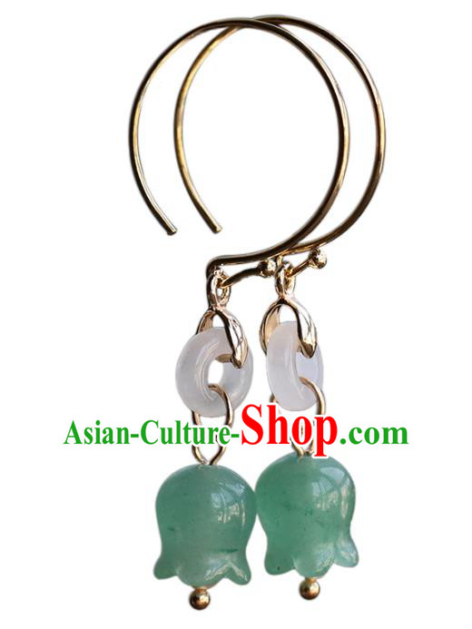 Handmade Chinese Traditional Wedding Ear Accessories Ancient Bride Aventurine Convallaria Earrings Jewelry Handmade Chinese Traditional Wedding Ear Accessories Ancient Bride Aventurine Convallaria Earrings Jewelry
