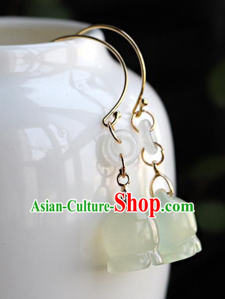 Handmade Chinese Ancient Bride Hsiuyen Jade Convallaria Earrings Jewelry Traditional Wedding Ear Accessories Handmade Chinese Ancient Bride Hsiuyen Jade Convallaria Earrings Jewelry Traditional Wedding Ear Accessories