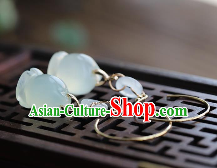 Handmade Chinese Ancient Bride Hsiuyen Jade Convallaria Earrings Jewelry Traditional Wedding Ear Accessories Handmade Chinese Ancient Bride Hsiuyen Jade Convallaria Earrings Jewelry Traditional Wedding Ear Accessories