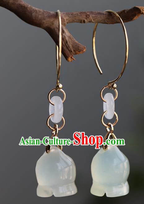 Handmade Chinese Ancient Bride Hsiuyen Jade Convallaria Earrings Jewelry Traditional Wedding Ear Accessories Handmade Chinese Ancient Bride Hsiuyen Jade Convallaria Earrings Jewelry Traditional Wedding Ear Accessories