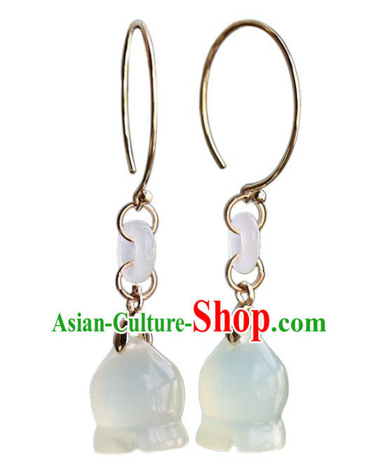 Handmade Chinese Ancient Bride Hsiuyen Jade Convallaria Earrings Jewelry Traditional Wedding Ear Accessories Handmade Chinese Ancient Bride Hsiuyen Jade Convallaria Earrings Jewelry Traditional Wedding Ear Accessories