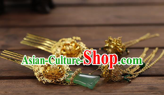 Traditional China Ancient Bride Hade Hairpins Wedding Hair Ornament Handmade Hair Comb Full Set Traditional China Ancient Bride Hade Hairpins Wedding Hair Ornament Handmade Hair Comb Full Set