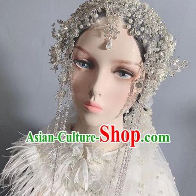 Top Grade Stage Show Baroque Bride Crystal Headdress Wedding Hair Ornament Handmade Court Queen Deluxe Hair Accessories