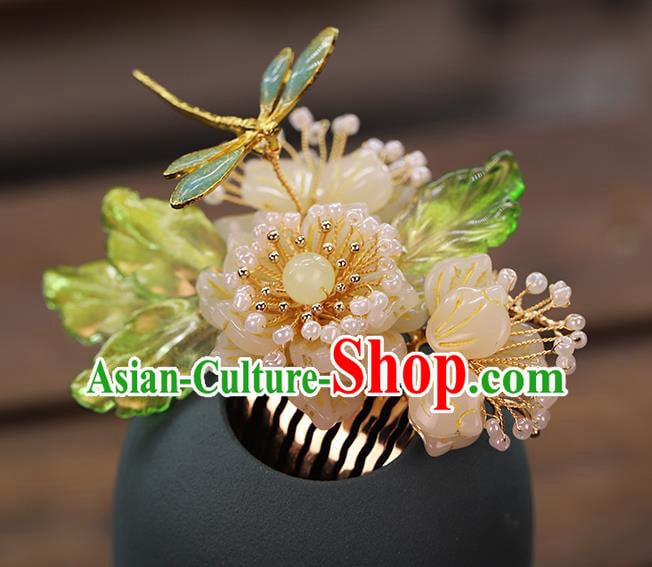 Chinese Traditional Hanfu Dragonfly Flower Hair Comb Wedding Hair Accessories Ancient Bride Hairpin Chinese Traditional Hanfu Dragonfly Flower Hair Comb Wedding Hair Accessories Ancient Bride Hairpin