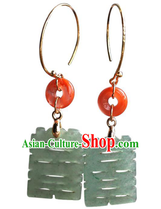 Handmade Chinese Traditional Wedding Jade Ear Accessories Ancient Bride Agate Earrings Jewelry Handmade Chinese Traditional Wedding Jade Ear Accessories Ancient Bride Agate Earrings Jewelry
