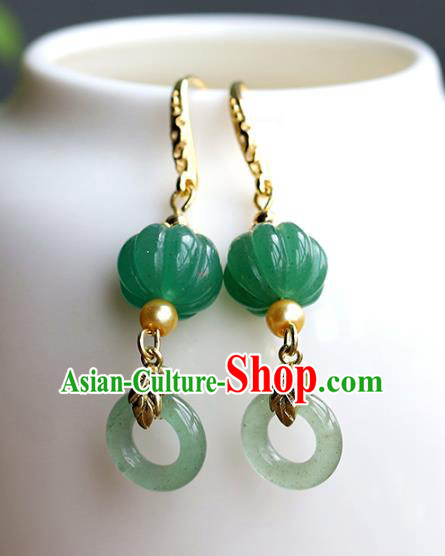 Handmade Chinese Traditional Wedding Jade Pumpkin Ear Accessories Ancient Qing Dynasty Earrings Jewelry Handmade Chinese Traditional Wedding Jade Pumpkin Ear Accessories Ancient Qing Dynasty Earrings Jewelry