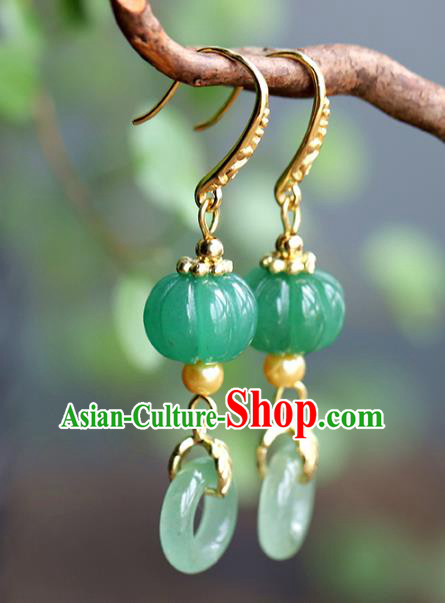 Handmade Chinese Traditional Wedding Jade Pumpkin Ear Accessories Ancient Qing Dynasty Earrings Jewelry Handmade Chinese Traditional Wedding Jade Pumpkin Ear Accessories Ancient Qing Dynasty Earrings Jewelry