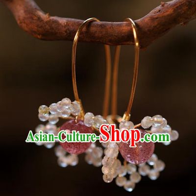 Handmade Chinese Traditional Wedding Amethyst Ear Accessories Ancient Bride Earrings Jewelry