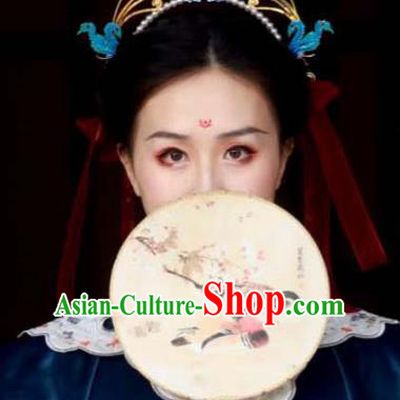 Chinese Traditional Hanfu Hairpin Hair Accessories Ancient Ming Dynasty Blueing Phoenix Hair Crown