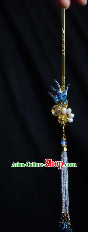 Chinese Traditional Golden Hair Stick Hanfu Hair Accessories Ancient Ming Dynasty Blueing Hairpin Chinese Traditional Golden Hair Stick Hanfu Hair Accessories Ancient Ming Dynasty Blueing Hairpin